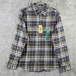 Woolrich Augusta Flannel Shirt Mens Large Gray Sky Plaid Button Up NWT